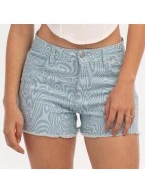 RSQ light blue groovy 70s vibe denim shorts Size 26” summer cutoffs